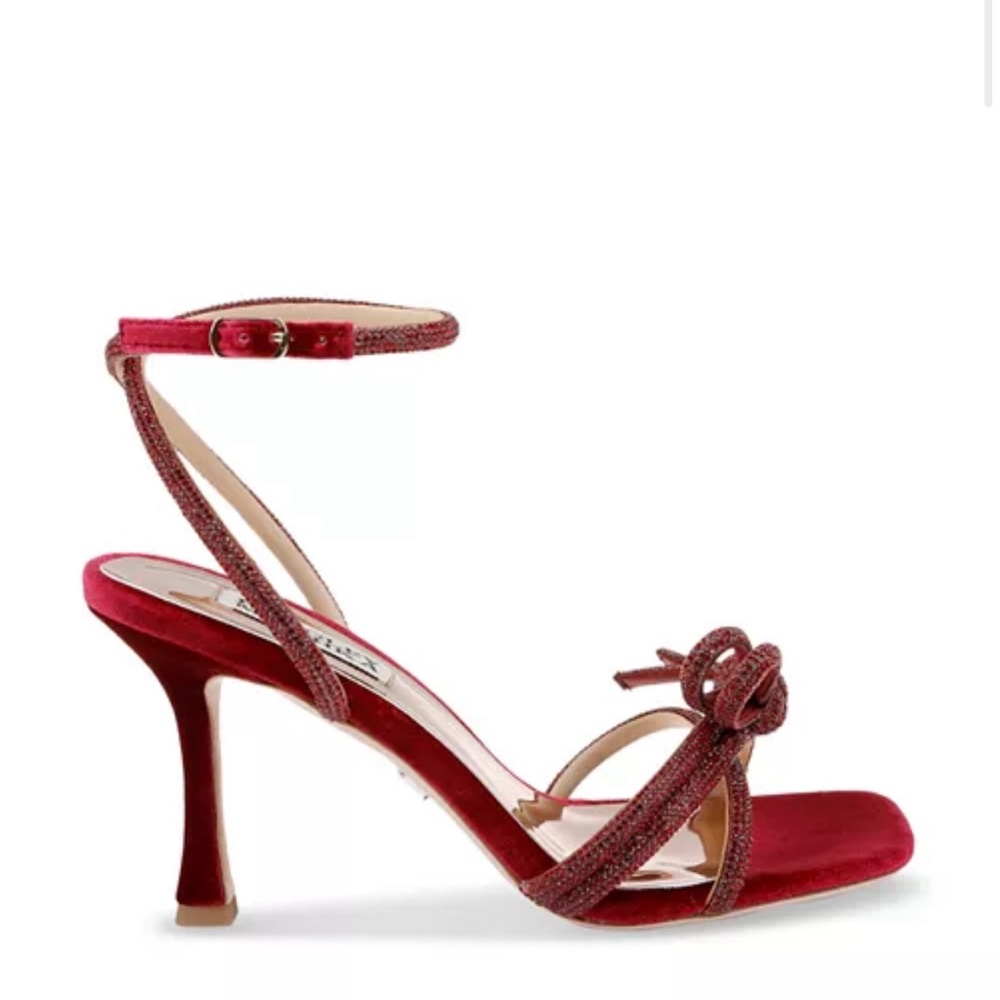Badgley Mischka Effie Ankle Strap High Heel Ruby Velvet
